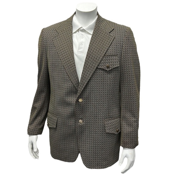 Vintage 70s Lee Dan Glorman's Brown Polyester Sports Coat Blazer Jacket 43R - Picture 3 of 13